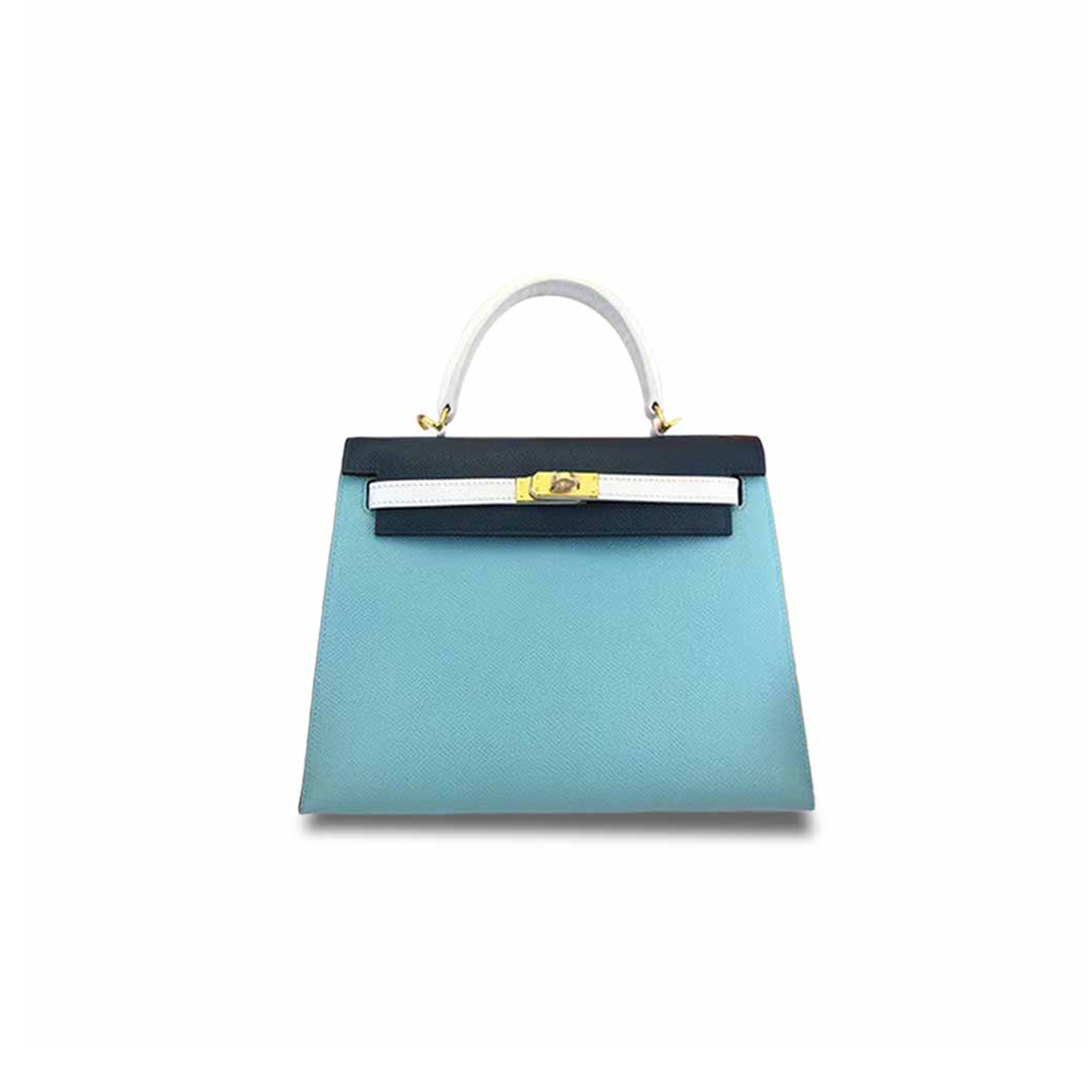 HERMÈS KELLY 25 EPSOM MACARON BLUE IZMIR BLUE GOLD BUCKLE (25*17*7cm)